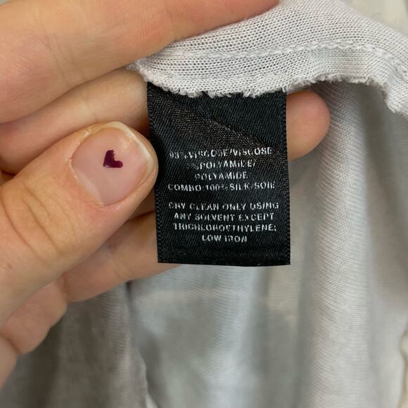 LAFAYETTE 148 Size XS P Long Sleeve Colorblock Top Ivory Silk Crepe Beige Knit - Picture 6 of 6